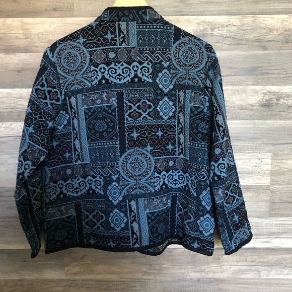 Vintage Tradition Brocade Embroidered Geometric Print Zippered Jacket Large - Picture 9 of 12